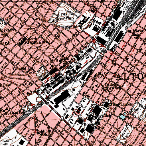 Topographic Map of Altoona Post Office, PA