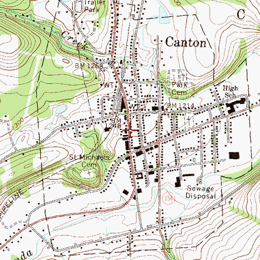 Topographic Map of Canton Post Office, PA