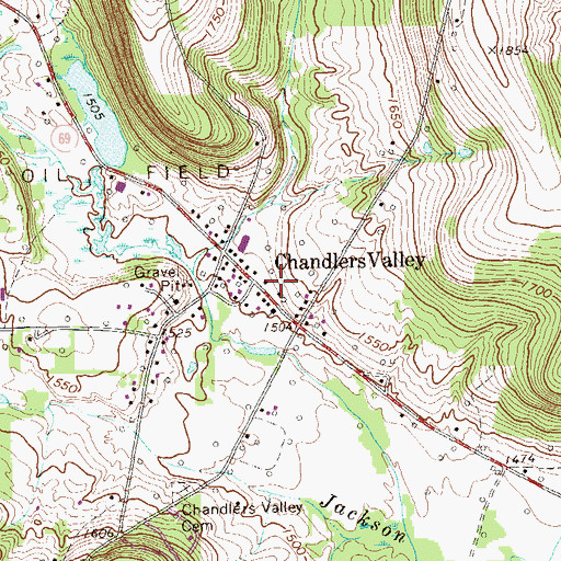 Topographic Map of Chandlers Valley Post Office, PA
