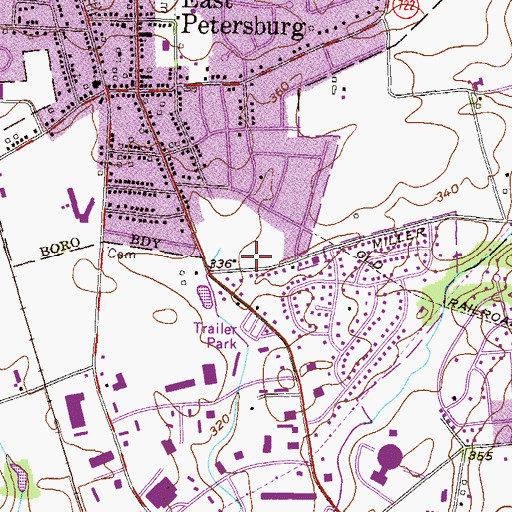 Topographic Map of East Petersburg Post Office, PA