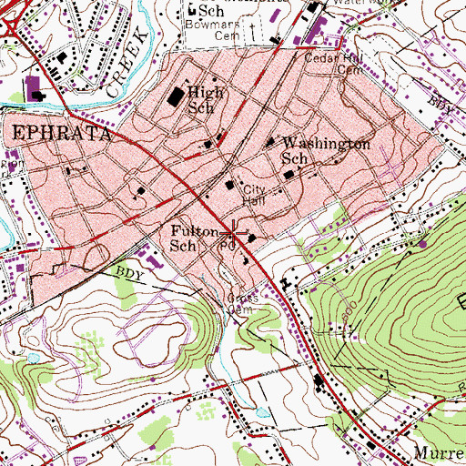 Topographic Map of Ephrata Post Office, PA