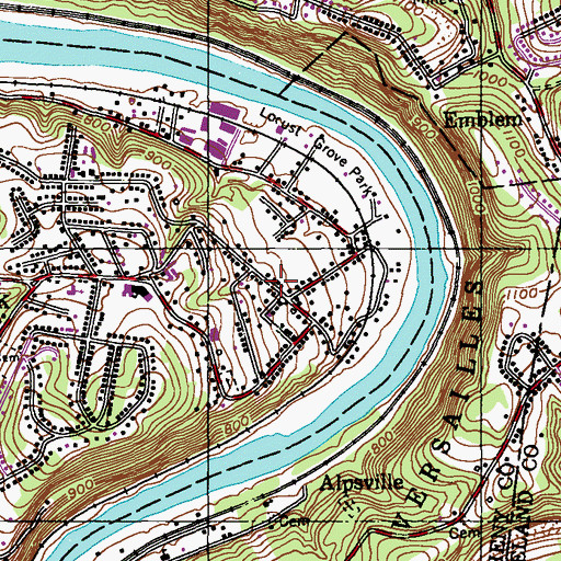 Topographic Map of Greenock Post Office, PA