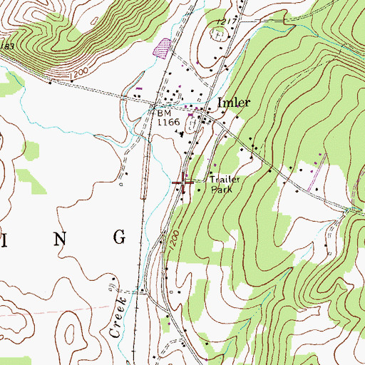 Topographic Map of Imler Post Office, PA