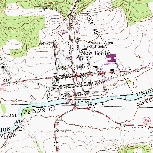 Topographic Map of New Berlin Post Office, PA