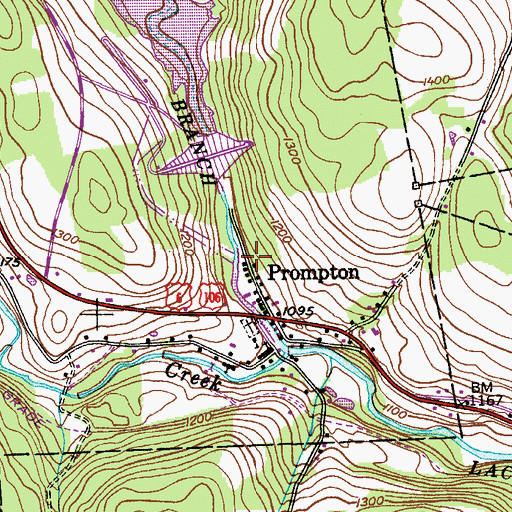 Topographic Map of Prompton Post Office, PA