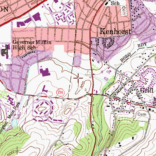 Topographic Map of Shillington Post Office, PA