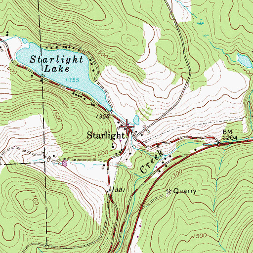 Topographic Map of Starlight Post Office, PA
