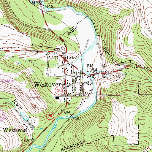 Topographic Map of Westover Post Office, PA