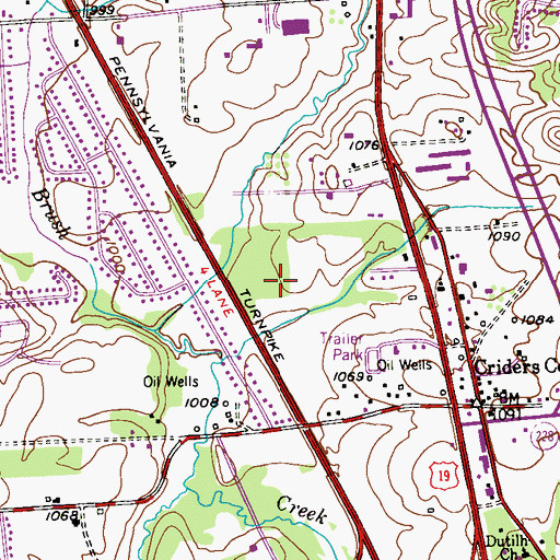 Topographic Map of Cranberry Township Post Office, PA