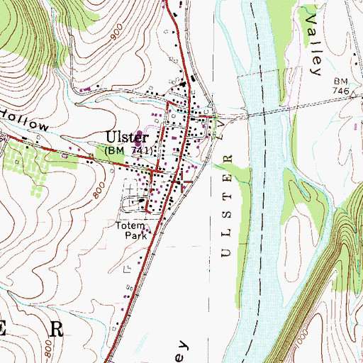Topographic Map of Ulster Post Office, PA