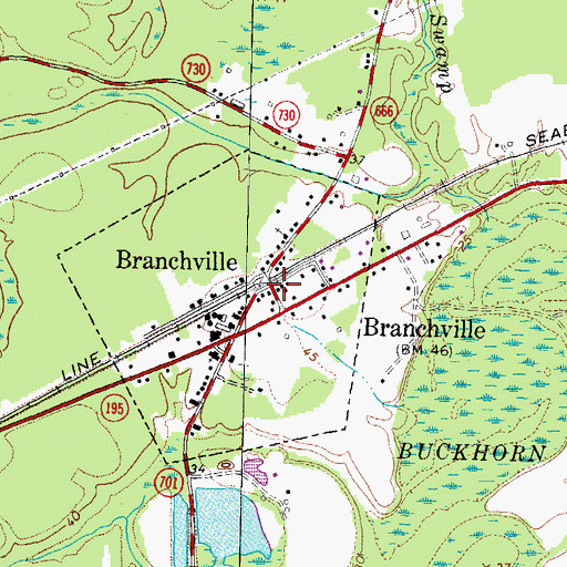 Topographic Map of Branchville Post Office, VA
