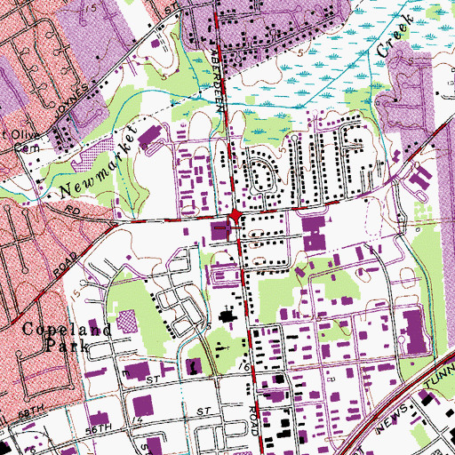 Topographic Map of Hampton Post Office, VA