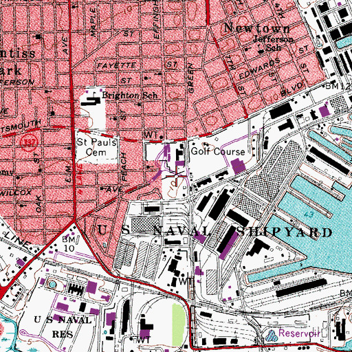 Topographic Map of Navy Yard Post Office, VA