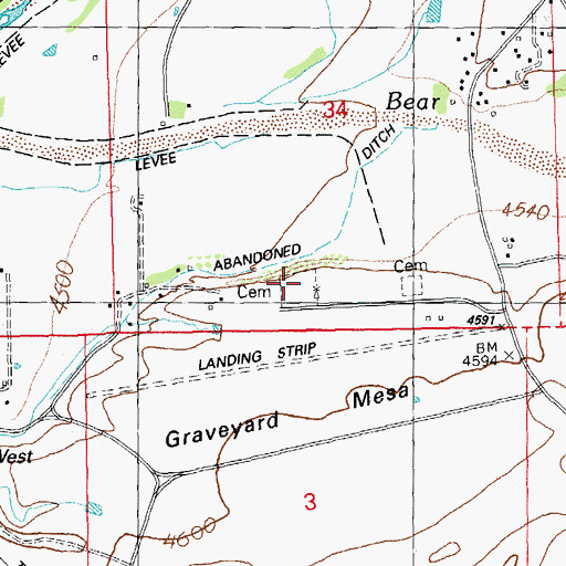 Topographic Map of Cliff Gila Mesa Cemetery, NM