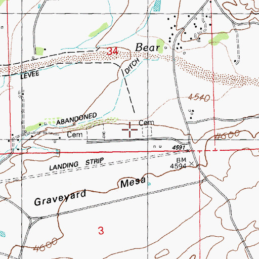 Topographic Map of Cliff Gila Cemetery, NM