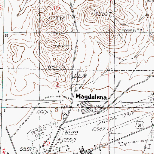 Topographic Map of Magdalena Community Cemetery, NM