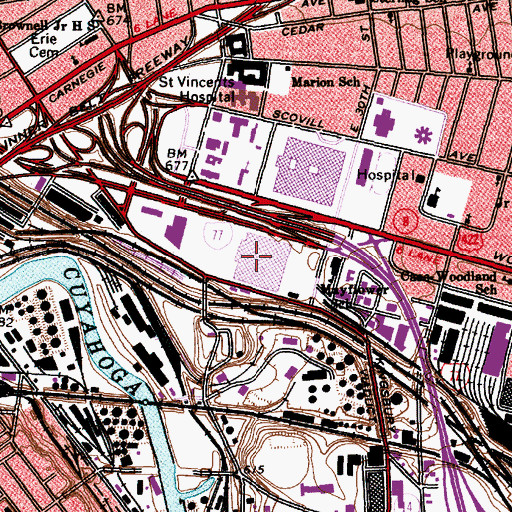 Topographic Map of Cleveland Post Office, OH