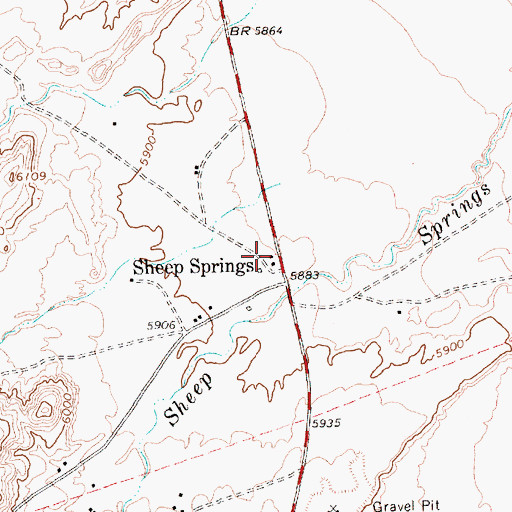 Topographic Map of Sheep Springs Post Office, NM