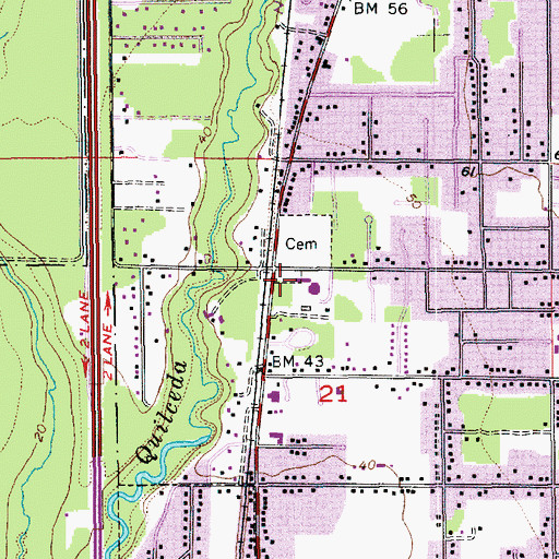 Topographic Map of Saint Mary's Cemetery, WA