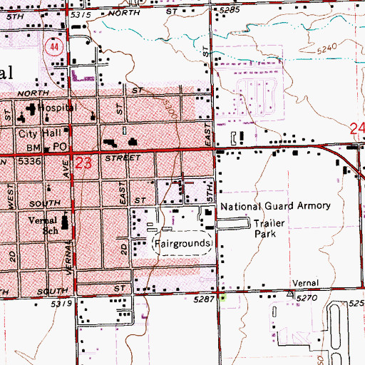 Topographic Map of Bureau Land Management Fire Station Vernal Center, UT