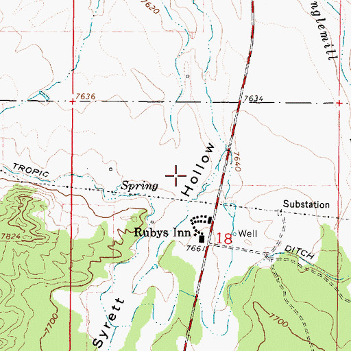 Topographic Map of Bryce Canyon City Fire Deptartment, UT