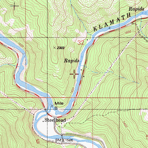 Topographic Map of Blue Heron River Access, CA