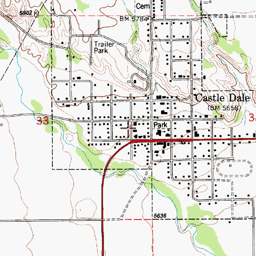 Topographic Map of Emery County Ambulance Castle Dale, UT