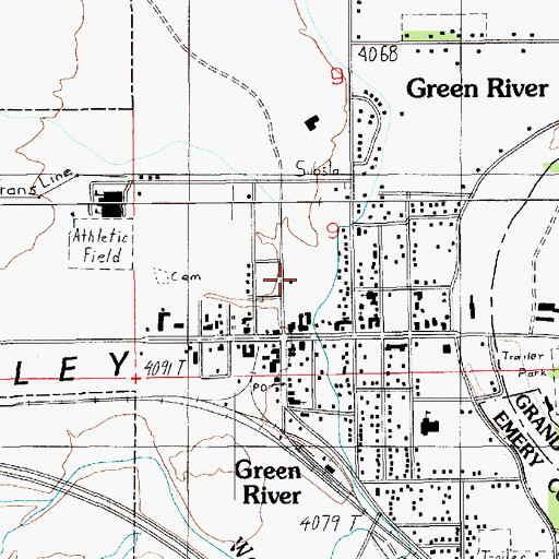 Topographic Map of Emery County Ambulance - Green River, UT