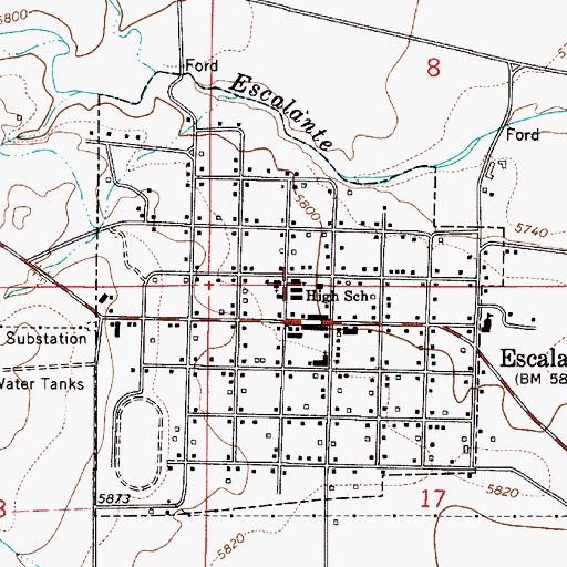 Topographic Map of Garfield County Ambulance, UT