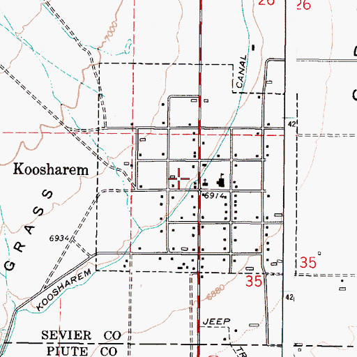 Topographic Map of Sevier County Ambulance - Koosharem, UT