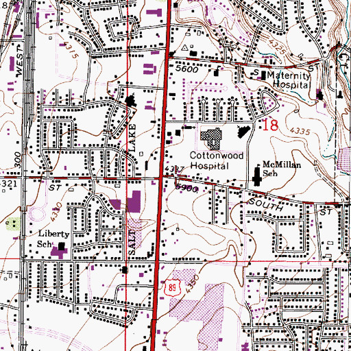 Topographic Map of Murray City Fire Department Station 84, UT