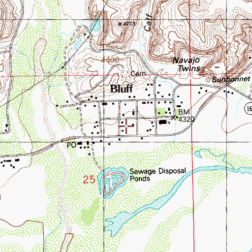 Topographic Map of San Juan County Emergency Medical Services - Bluff, UT