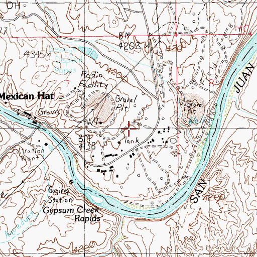 Topographic Map of San Juan Fire Department - Mexican Hat Station, UT
