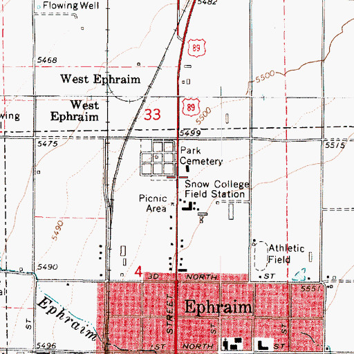 Topographic Map of United States Forest Service Fire Station - Ephraim Office, UT