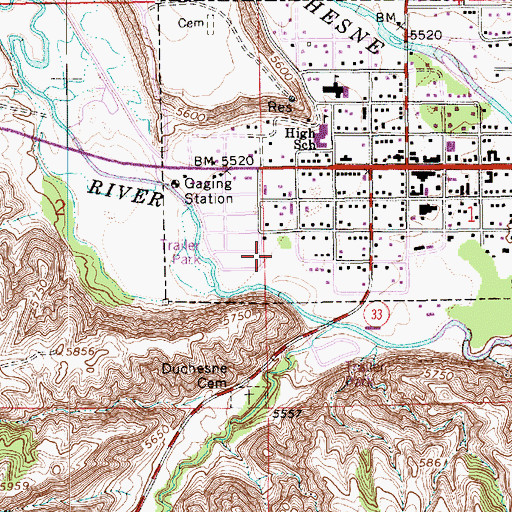 Topographic Map of United States Forest Service Fire Station - Office Duchesne, UT