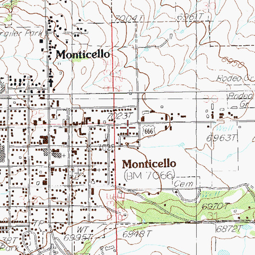 Topographic Map of United States Forest Service Fire Station - Monticello Office, UT