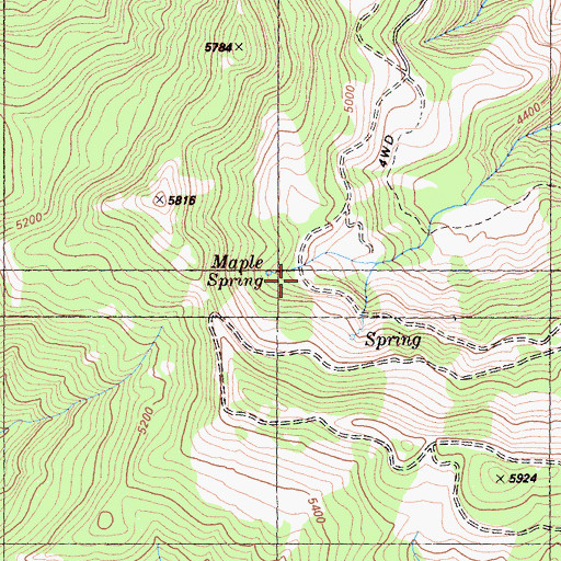 Topographic Map of Maple Spring Camp, CA