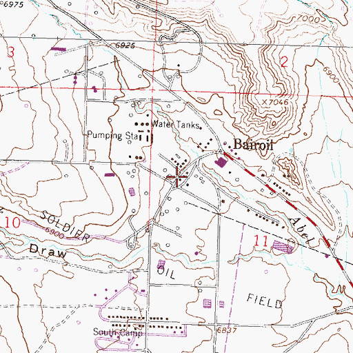 Topographic Map of Bairoil Post Office, WY