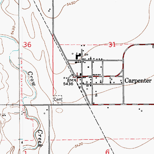 Topographic Map of Carpenter Post Office, WY