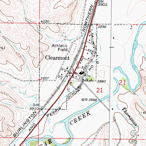 Topographic Map of Clearmont Post Office, WY