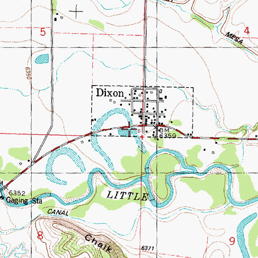 Topographic Map of Dixon Post Office, WY