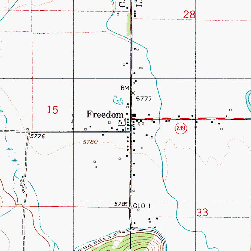 Topographic Map of Freedom Post Office, WY
