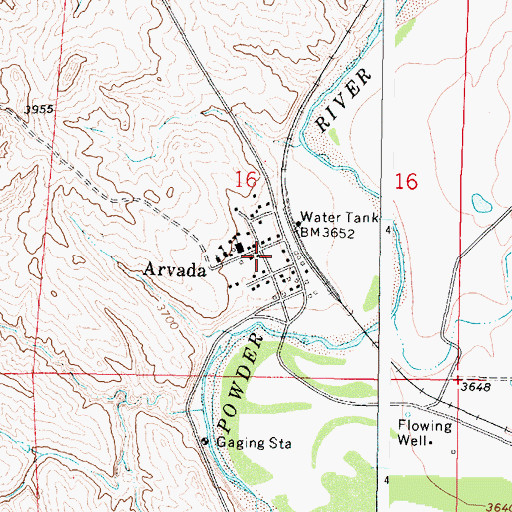 Topographic Map of Arvada Post Office, WY