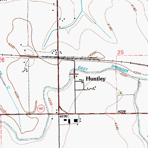 Topographic Map of Huntley Post Office, WY