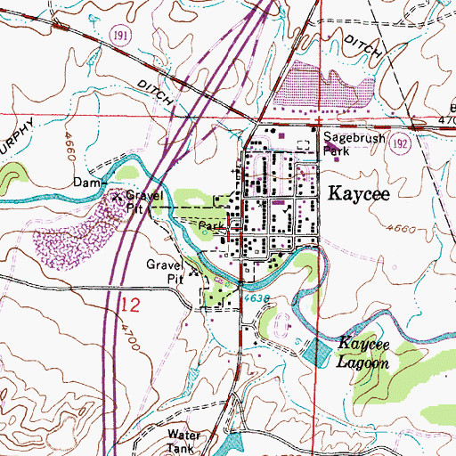 Topographic Map of Kaycee Post Office, WY