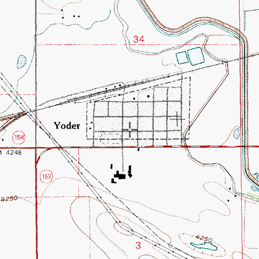 Topographic Map of Yoder Post Office, WY