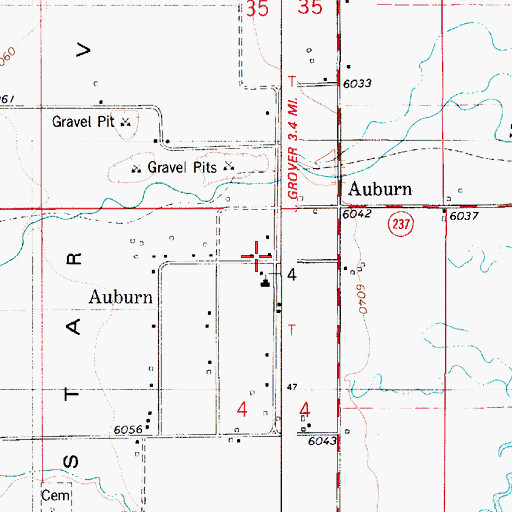 Topographic Map of Auburn Post Office, WY