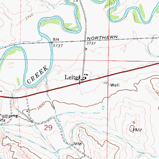 Topographic Map of Leiter Post Office, WY