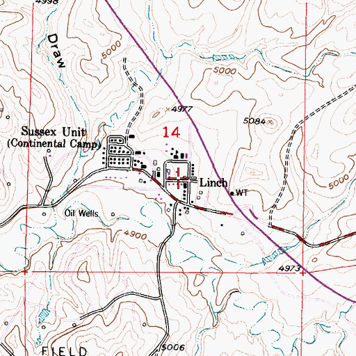 Topographic Map of Linch Post Office, WY