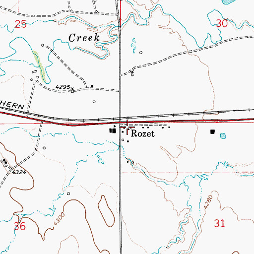 Topographic Map of Rozet Post Office, WY